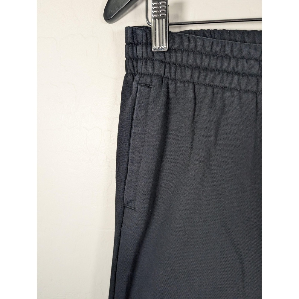 Adidas Pants Womens Medium Black Fleece Jogger Sweatpants Pink Leg Logo - Picture 2 of 14